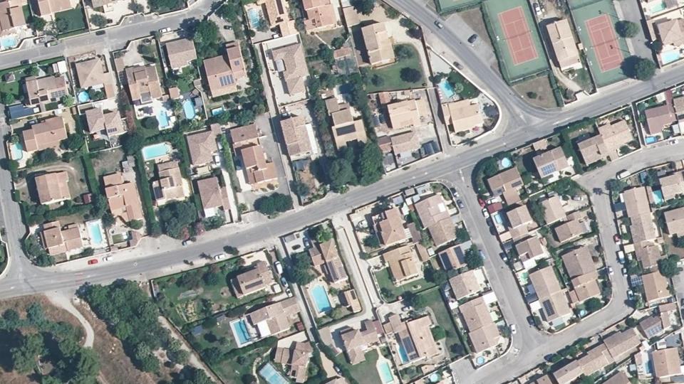 Vue aérienne du secteur de GM Squash & Padel, à Lunel-Viel