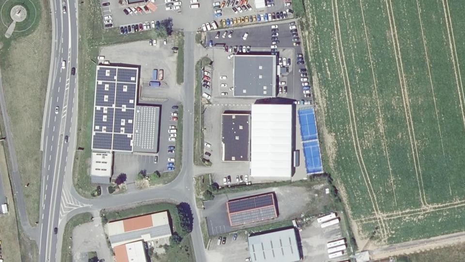 Vue aérienne du secteur de Gravity Padel Arena, à Buhl-Lorraine
