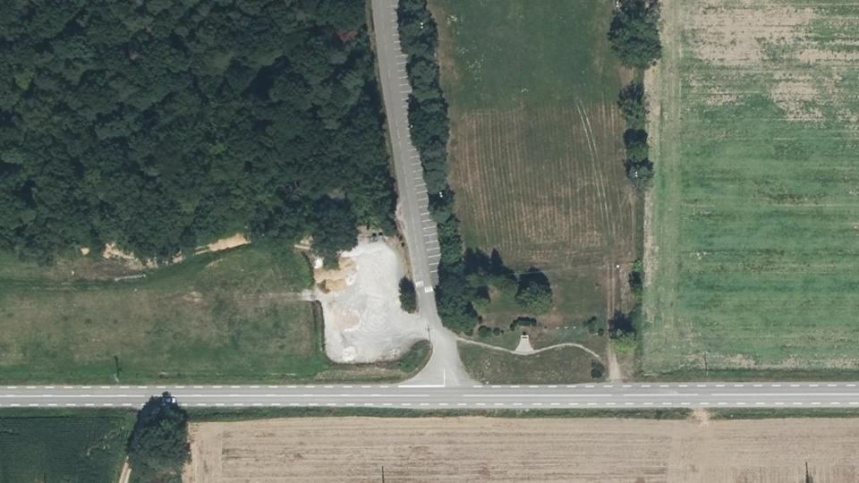 Vue aérienne du secteur de Grinta, à Jasseron